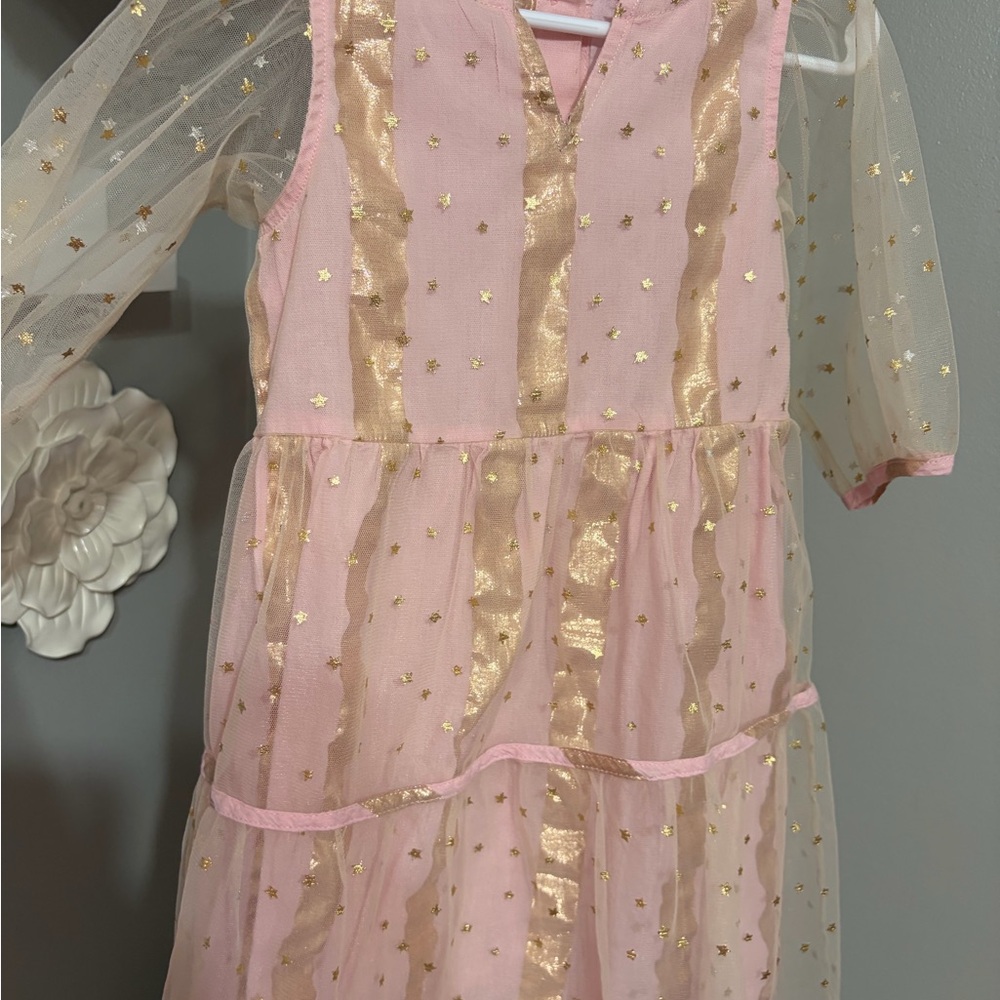 Pink and Gold Starry Kids Dress